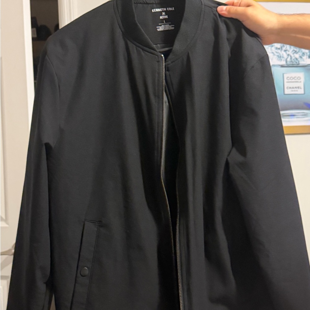 Kenneth Cole Black Bomber Jacket with Zip